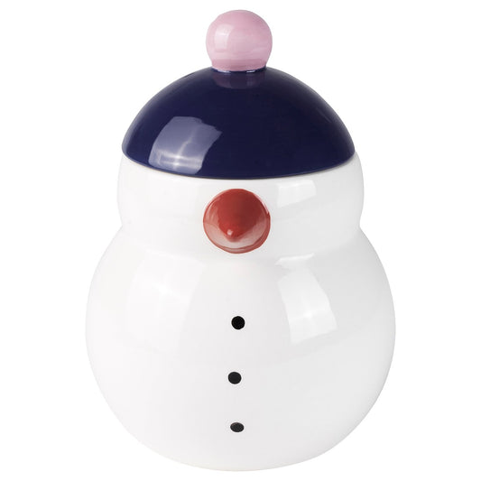 VINTERFINT jar with lid, snowman white, 13 cm