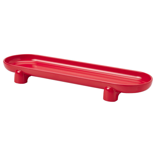 VINTERFINT candle dish, red, 42x13x4.5 cm