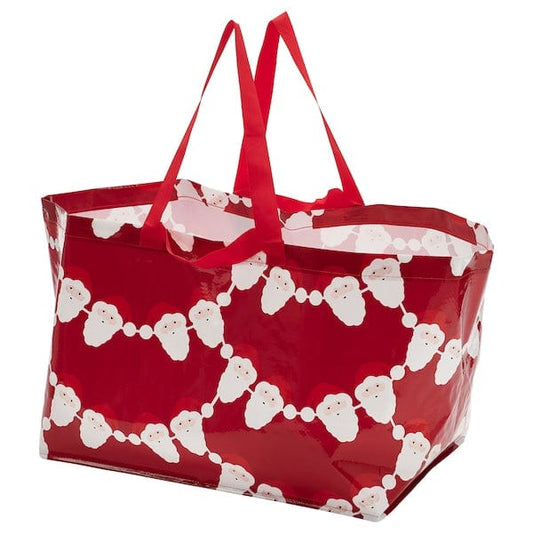 Ikea VINTERFINT - Carrier bag, large, Santa Claus pattern red, 55x37x35 cm/71 l