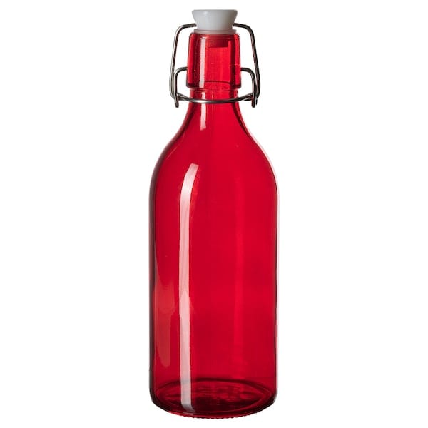 Ikea VINTERFINT - Bottle with stopper, glass red, 0.5 l