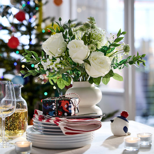 VINTERFINT artificial bouquet, in/outdoor/white, 50 cm