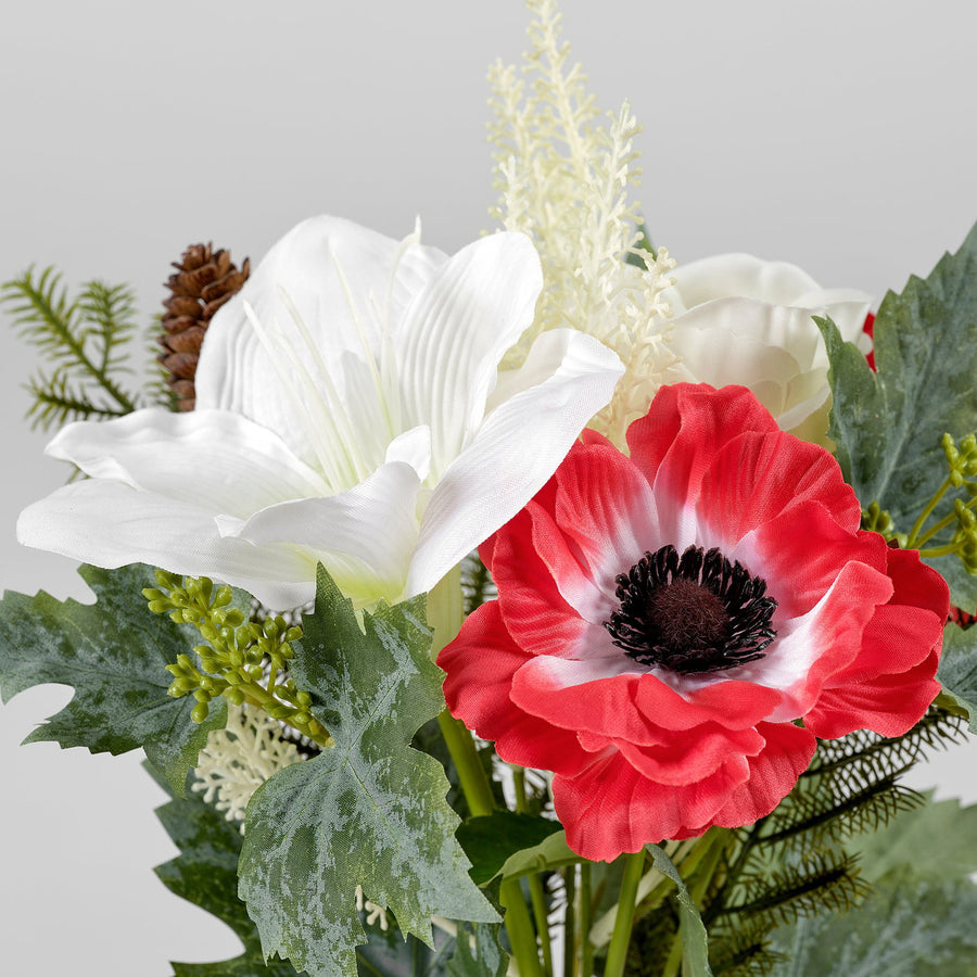 VINTERFINT artificial bouquet, in/outdoor red/white, 38 cm