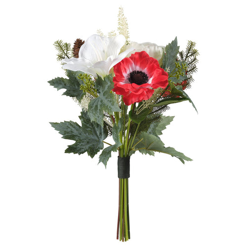 VINTERFINT artificial bouquet, in/outdoor red/white, 38 cm