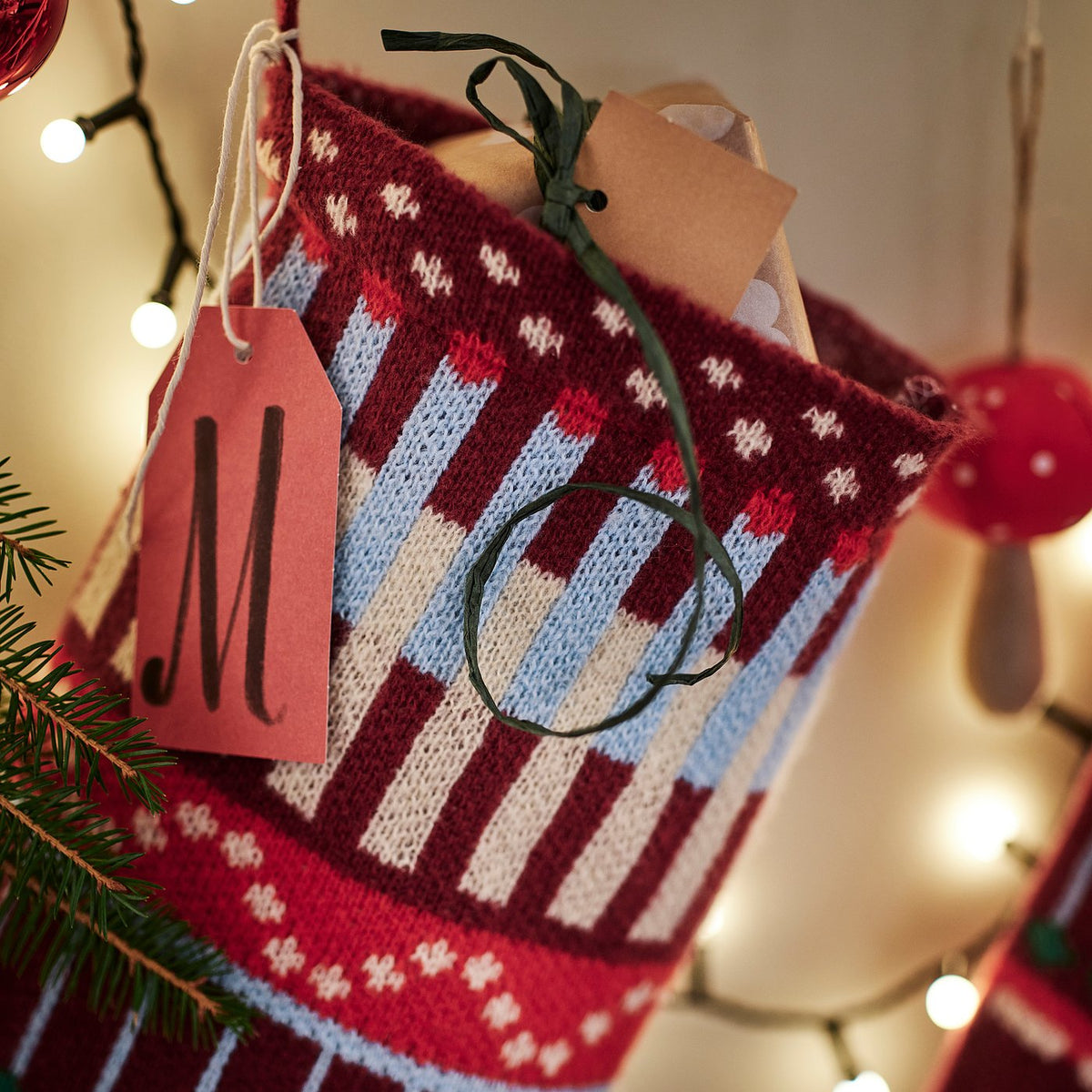 VINTERFINT Christmas stocking, striped multicolour, 50 cm