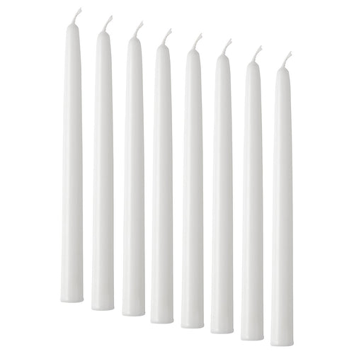 VINTERFINT unscented taper candle, white, 22 mm, 8 pack