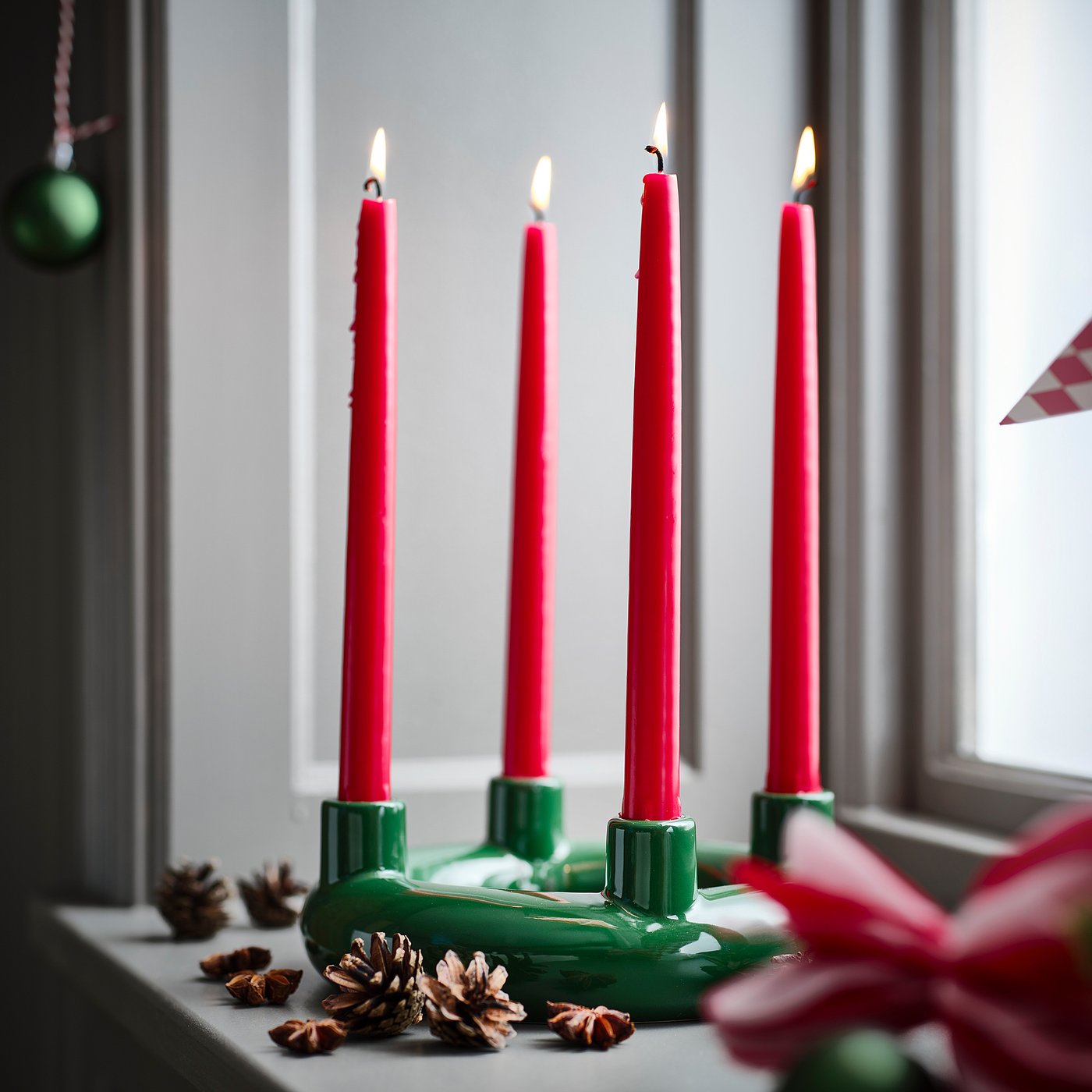 VINTERFINT unscented taper candle, red, 22 mm