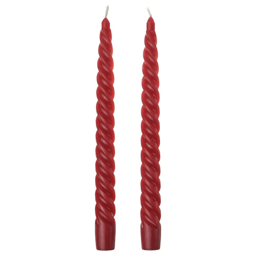 VINTERFINT unscented taper candle, spiral red, 22 mm, 2 pack