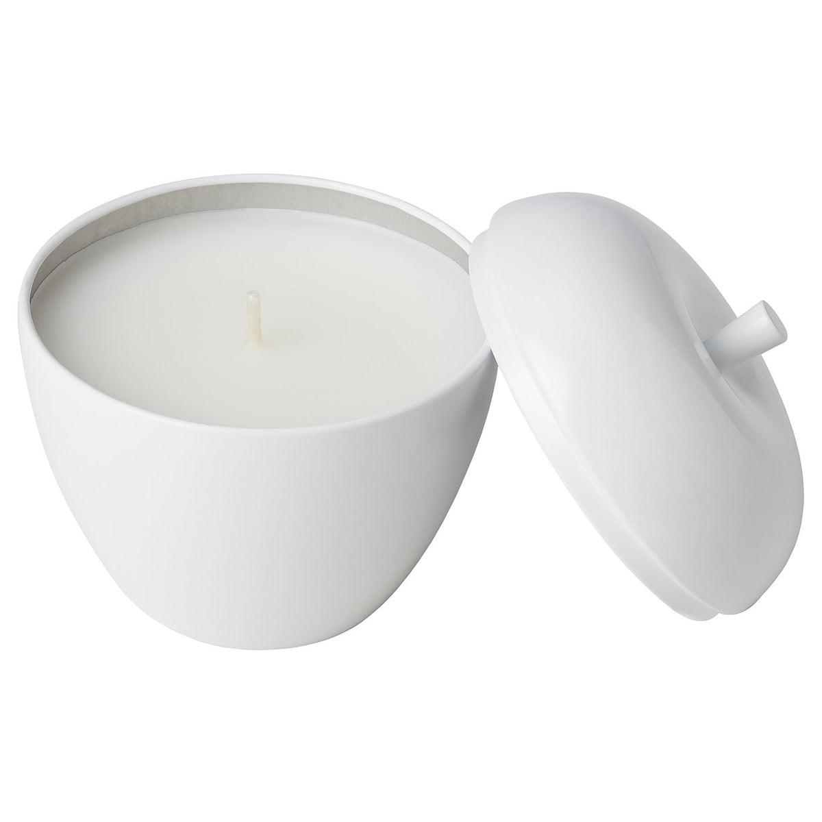 VINTERFINT scented candle in metal tin, apple-shaped/Vanilla white, 24 hr