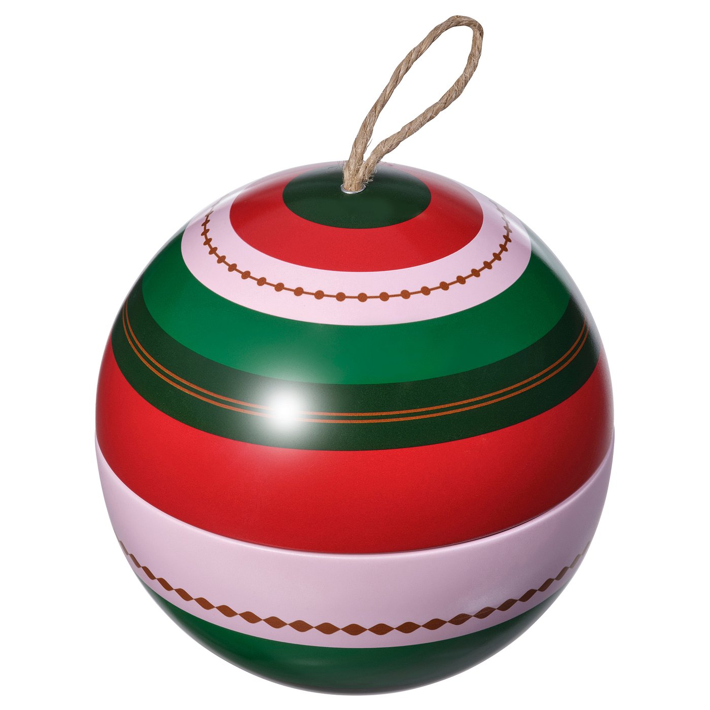 VINTERFINT scented candle in metal tin, bauble/Warm spices green, 9 cm