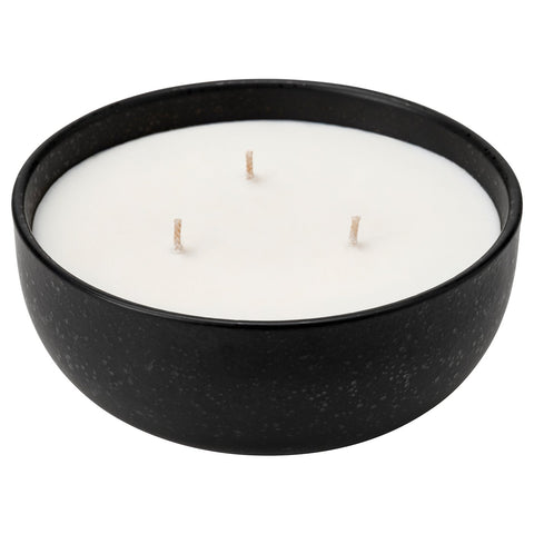 VINTERFINT scented candle/ceramic jar, 3 wicks, Orange and clove/black, 30 hr