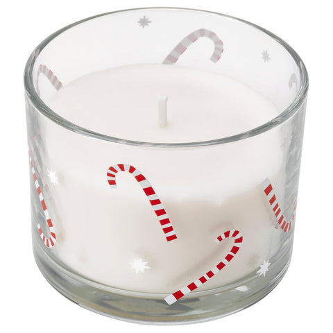 VINTERFINT scented candle in glass, Candy cane white, 20 hr
