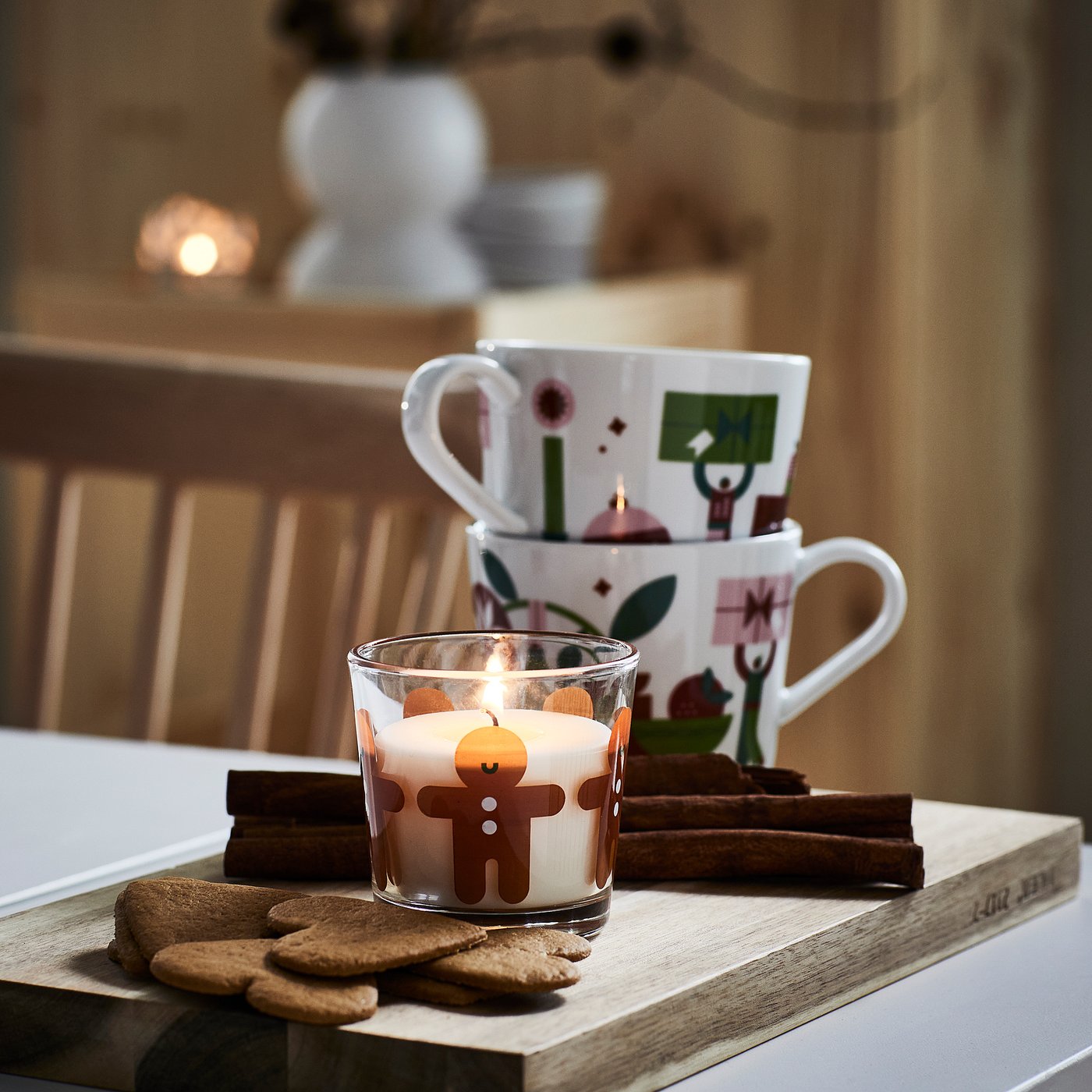 VINTERFINT scented candle in glass, Gingerbread cookies, 8 cm