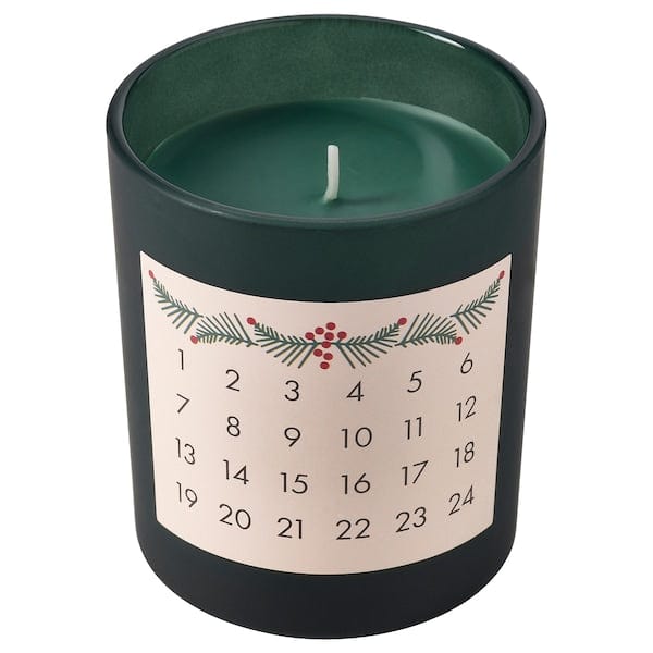 Ikea VINTERFINT - Scented candle in glass, calendar/Five spices of winter green, 45 hr