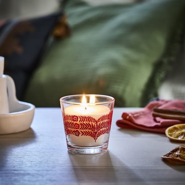 Ikea VINTERFINT - Scented candle in glass, Five spices of winter white, 20 hr