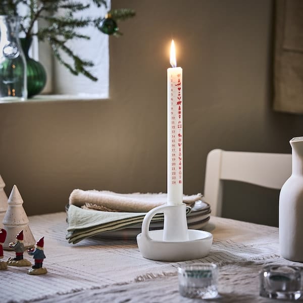 Ikea VINTERFINT - Fragrance-free candle, white calendar,24 cm