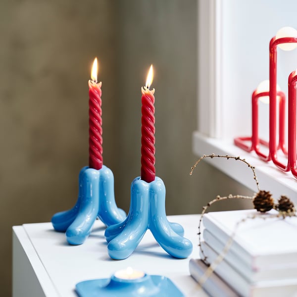 VINTERFINT candlestick, light blue, 11 cm Candlestick, light blue,11 cm