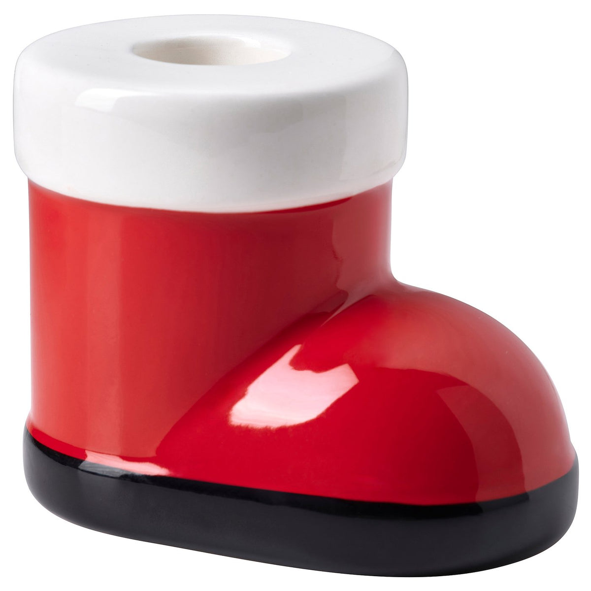 VINTERFINT candlestick, Santa boot red/white, 7 cm