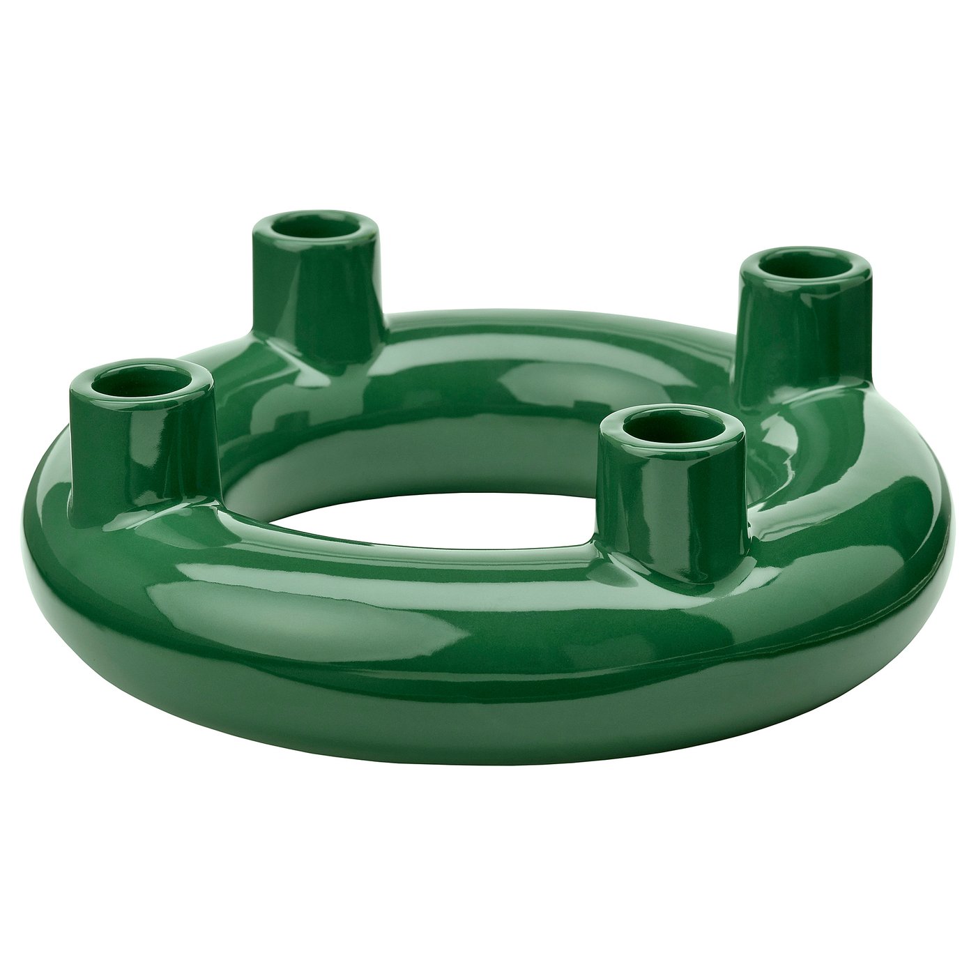 VINTERFINT candlestick, for 4 candles rounded/dark green, 22 cm