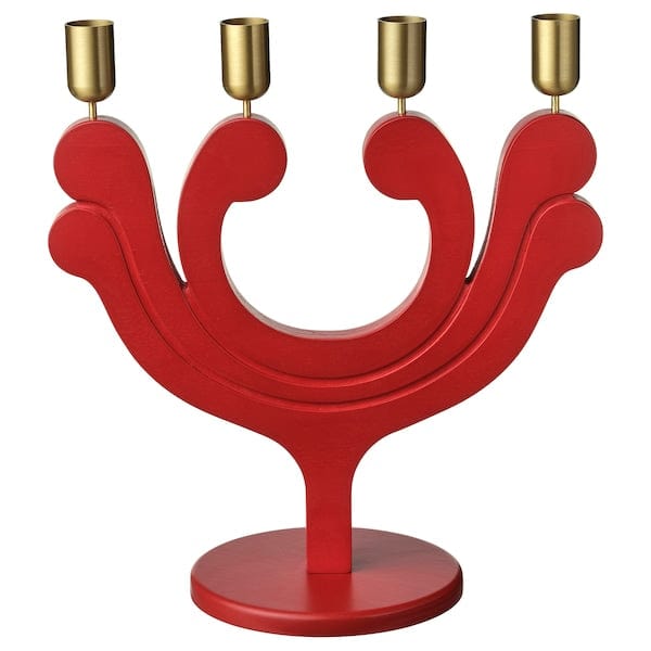 Ikea VINTERFINT - Candle holder for 4 candles, red, 29 cm