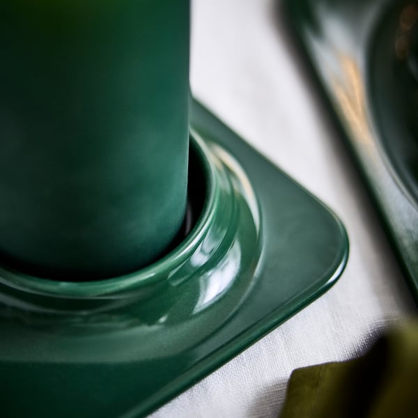 VINTERFINT candlestick for candle, dark green, 3 cm Candlestick for candle, dark green,3 cm