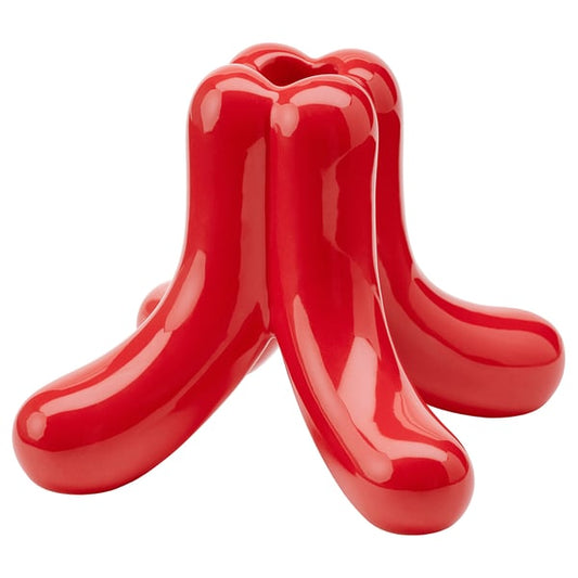 VINTERFINT candlestick, red, 11 cm Candlestick, red,11 cm