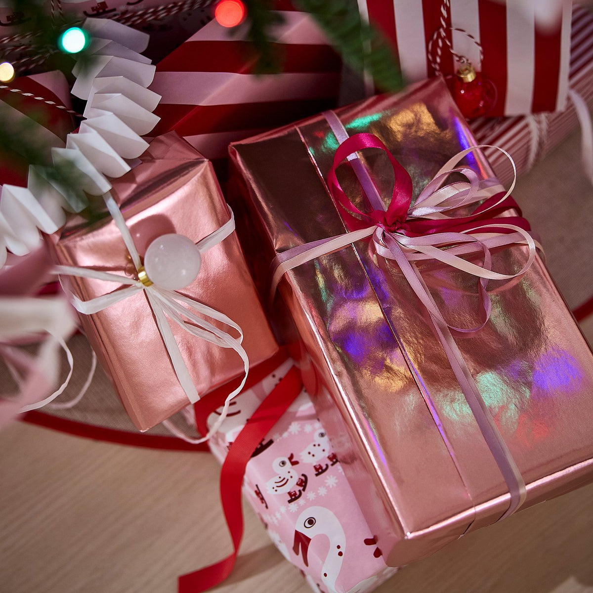 VINTERFINT gift wrap roll, metallic effect pink, 3x0.7 m/2.10 m²
