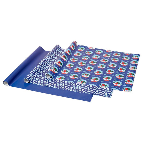 VINTERFINT gift wrap roll, mixed patterns blue, 3x0.7 m/2.10 m²