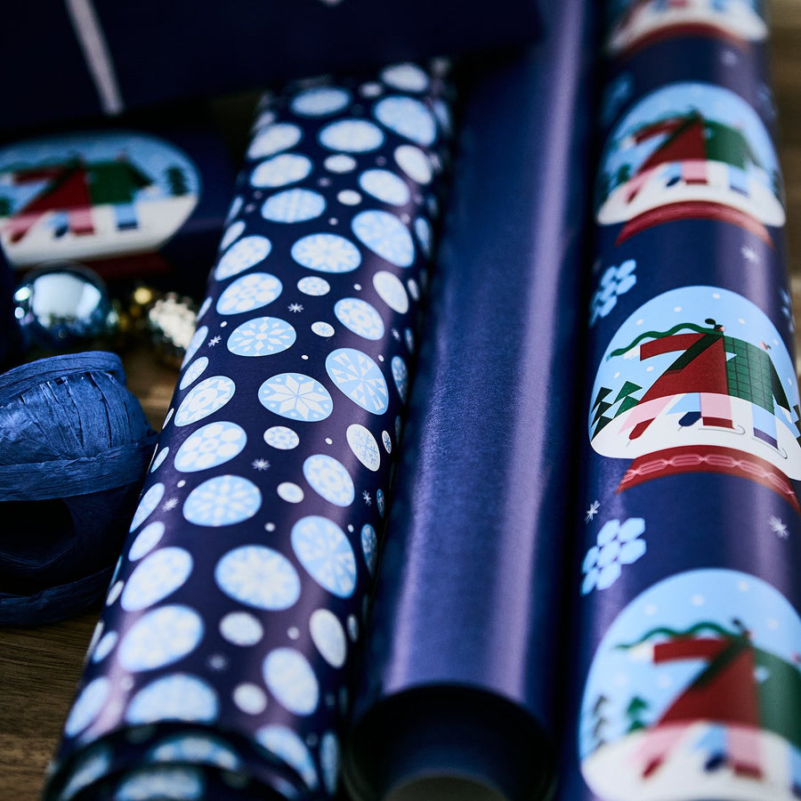 VINTERFINT gift wrap roll, mixed patterns blue, 3x0.7 m/2.10 m²
