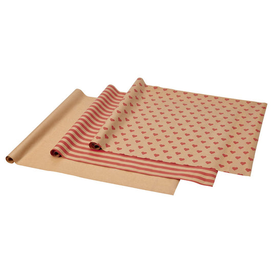 VINTERFINT gift wrap roll, mixed patterns brown/red, 9 mx0.7 m cm