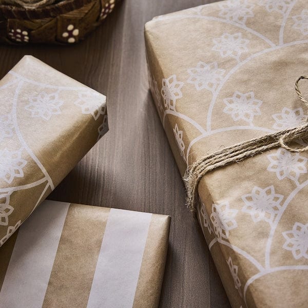 Ikea VINTERFINT - Gift wrap roll, mixed patterns brown, 3x0.7 m/2.10 m²