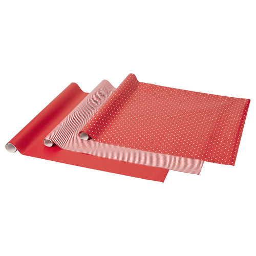 VINTERFINT gift wrap roll, mixed patterns red/white, 3x0.7 m/2.10 m²