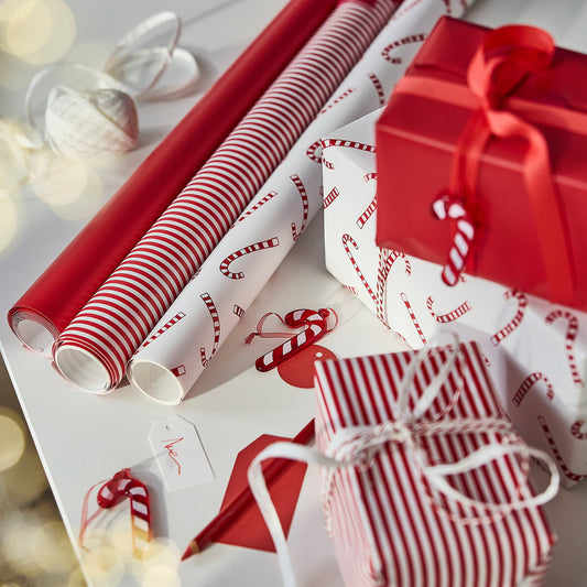 VINTERFINT gift wrap roll, mixed patterns/red/white, 3x0.7 m/2.10 m²