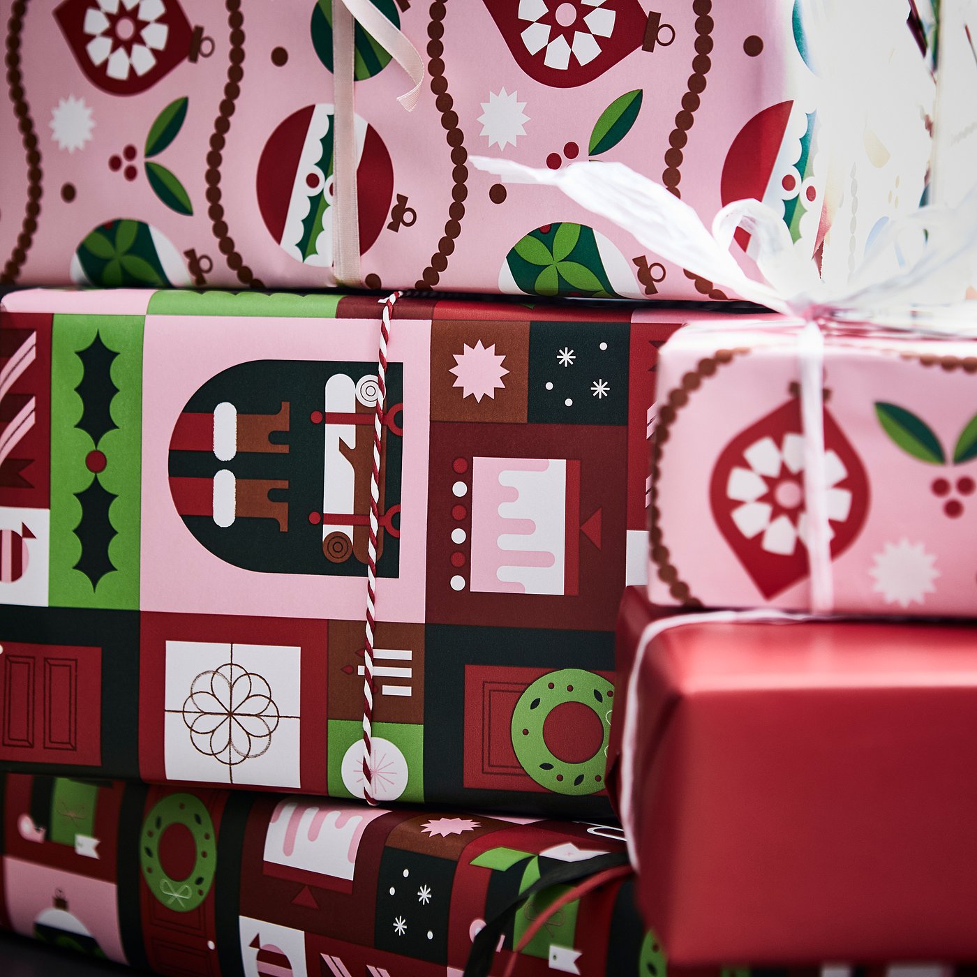 VINTERFINT gift wrap roll, mixed patterns red/pink, 9 mx0.7 m cm