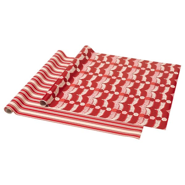 Ikea VINTERFINT - Gift wrap roll, mixed patterns red, 3x0.7 m/2.10 m²