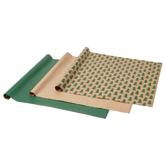 VINTERFINT gift wrap roll, mixed patterns green/brown, 9 mx0.7 m cm