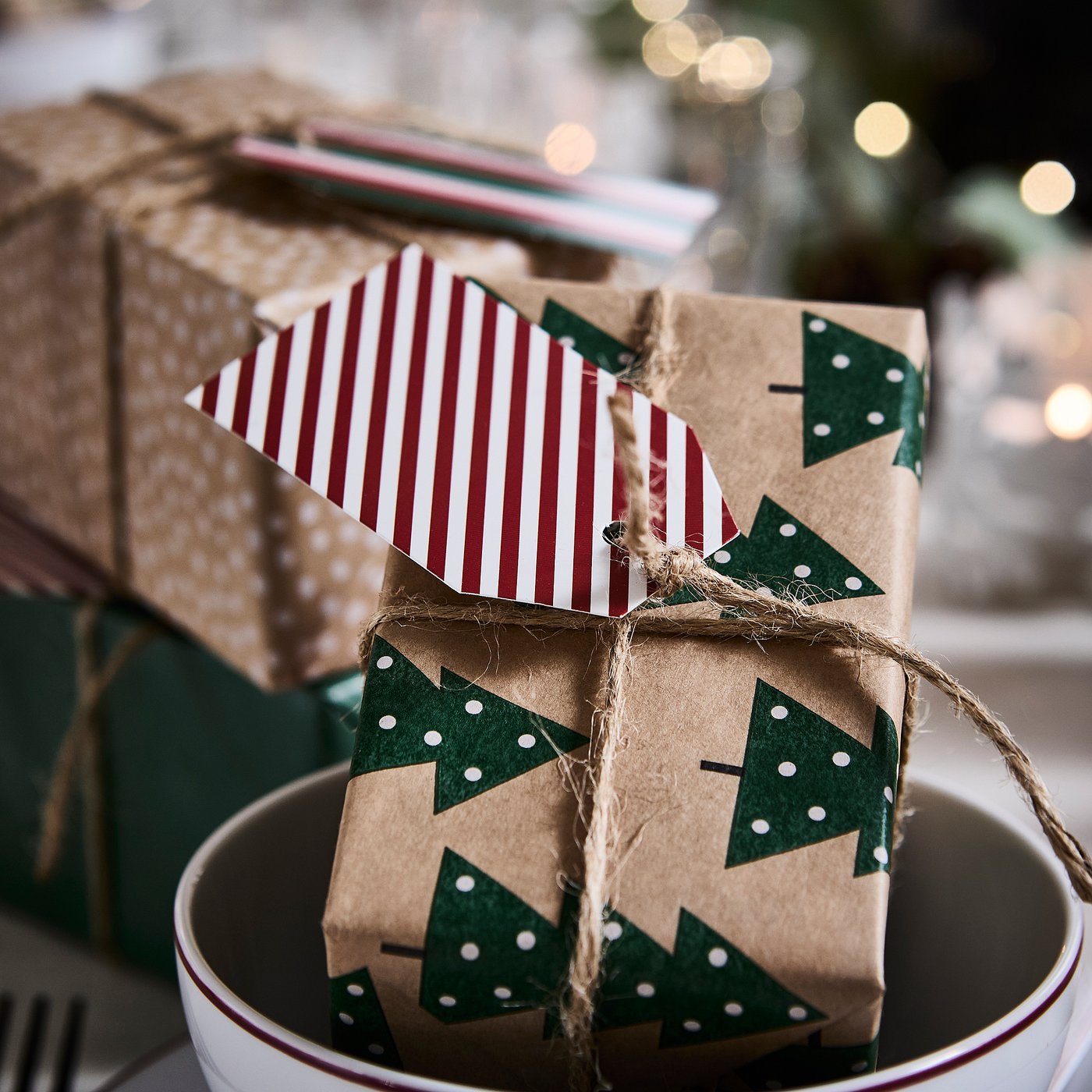 VINTERFINT gift wrap roll, mixed patterns green/brown, 9 mx0.7 m cm
