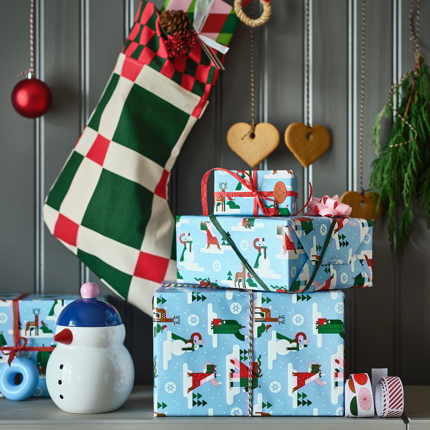 VINTERFINT gift wrap roll, winter blue, 3 mx0.7 m cm