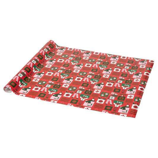 VINTERFINT gift wrap roll, red/pink, 3 mx0.7 m cm