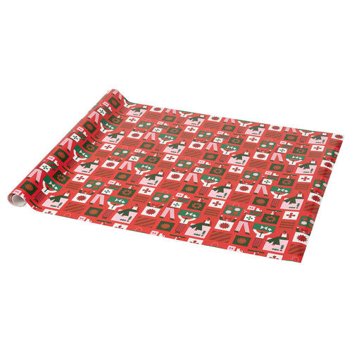 VINTERFINT gift wrap roll, red/pink, 3x0.7 m/2.10 m²