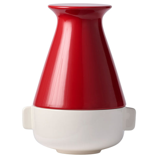 VINTERFINT bowl with lid, red/white, 18 cm