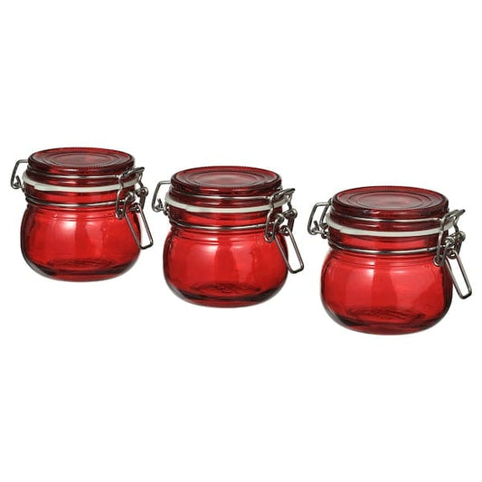 Ikea VINTERFINT - Jar with lid, red, 13 cl