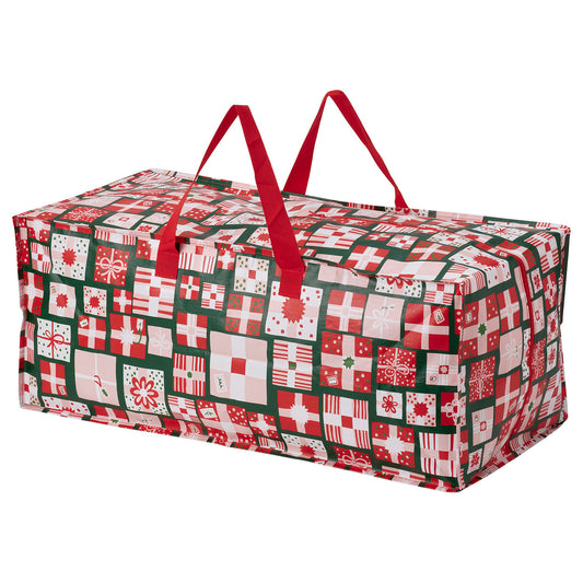 VINTERFINT storage bag, Christmas pattern/multicolour, 35x73x30 cm/76 l