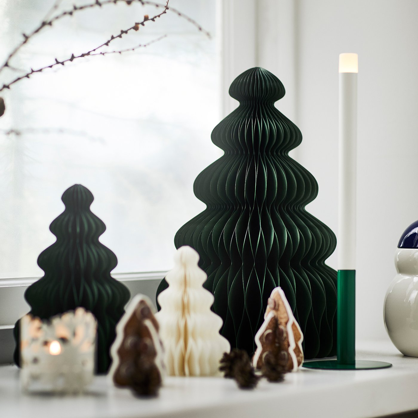 VINTERFINT decoration, Christmas tree shaped green, 24 cm