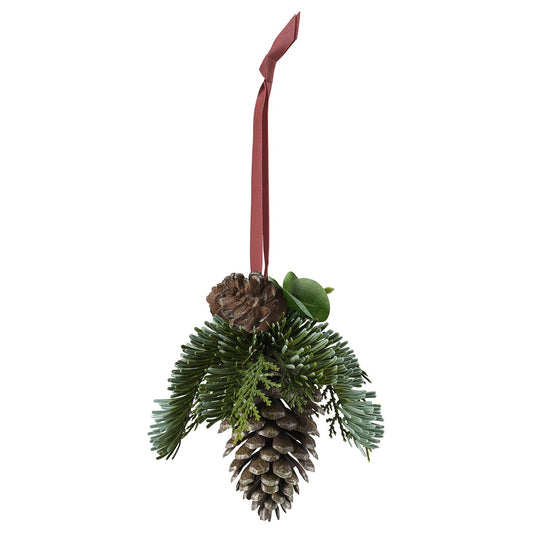 VINTERFINT artificial hanging decoration, in/outdoor/pine cone, 14 cm