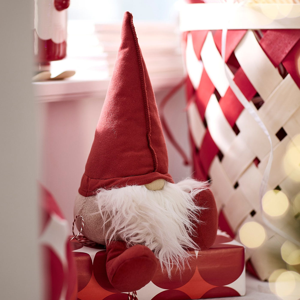 VINTERFINT decoration, Santa Claus sitting/red, 30 cm