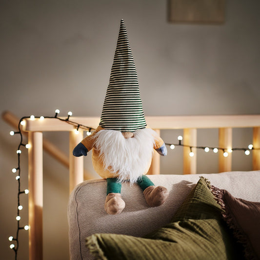 VINTERFINT decoration, Santa Claus sitting/green striped, 44 cm