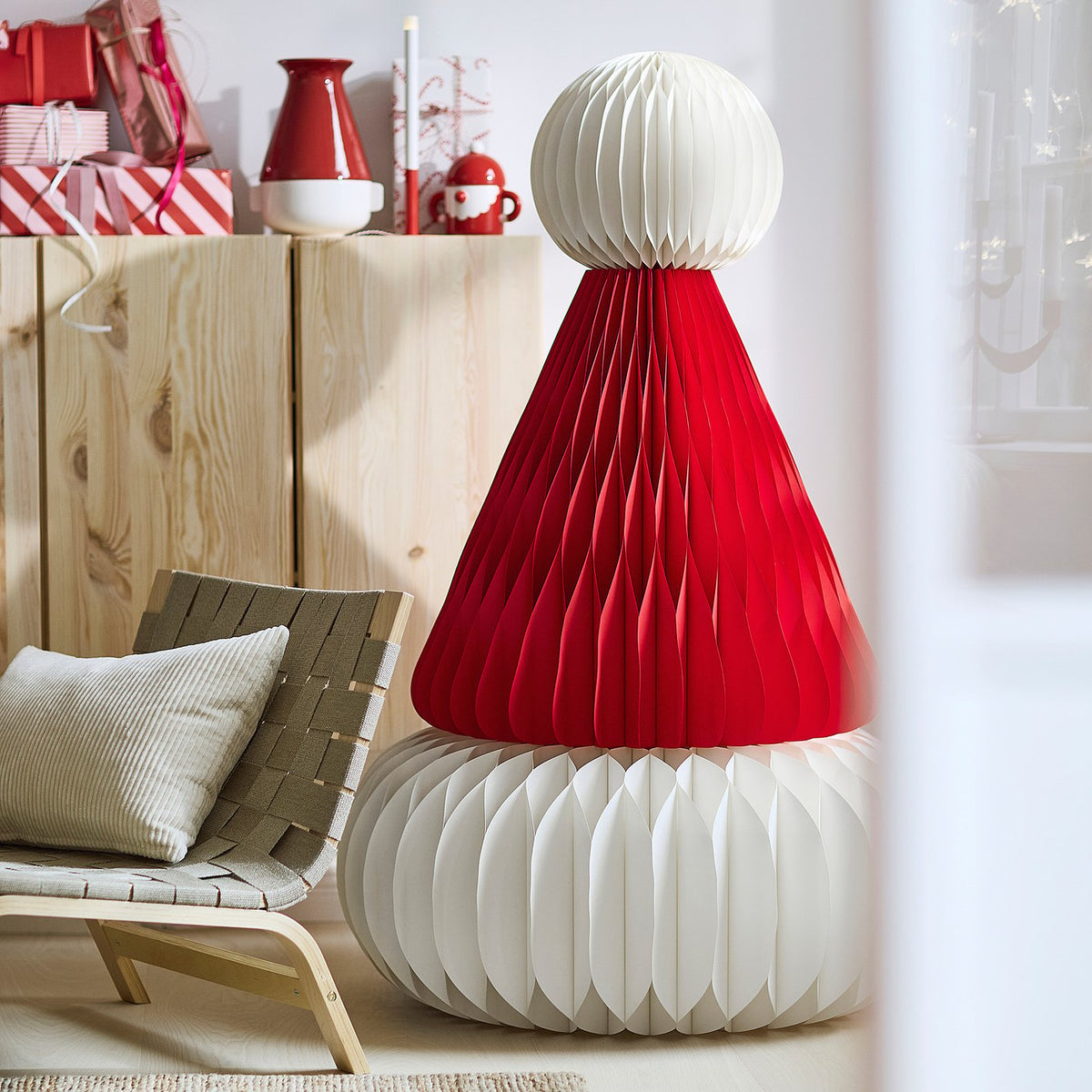VINTERFINT decoration, Santa Claus hat red/white, 140x93 cm