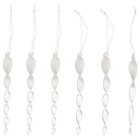 VINTERFINT tree ornament, icicle-shaped clear glass, 16 cm, 6 pack