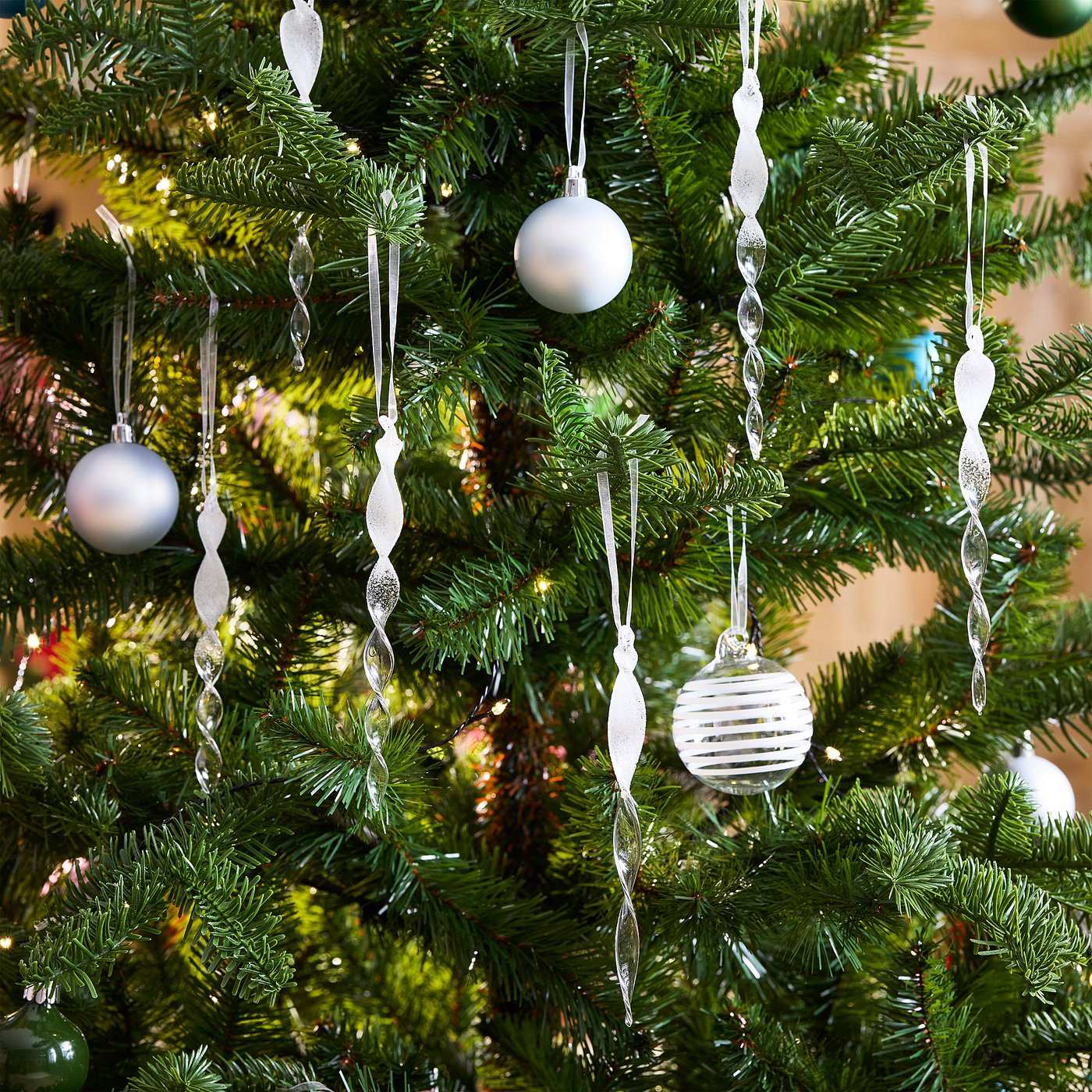 VINTERFINT tree ornament, icicle-shaped clear glass