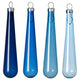 VINTERFINT tree ornament, drop-shaped glass/blue, 3 cm, 4 pack